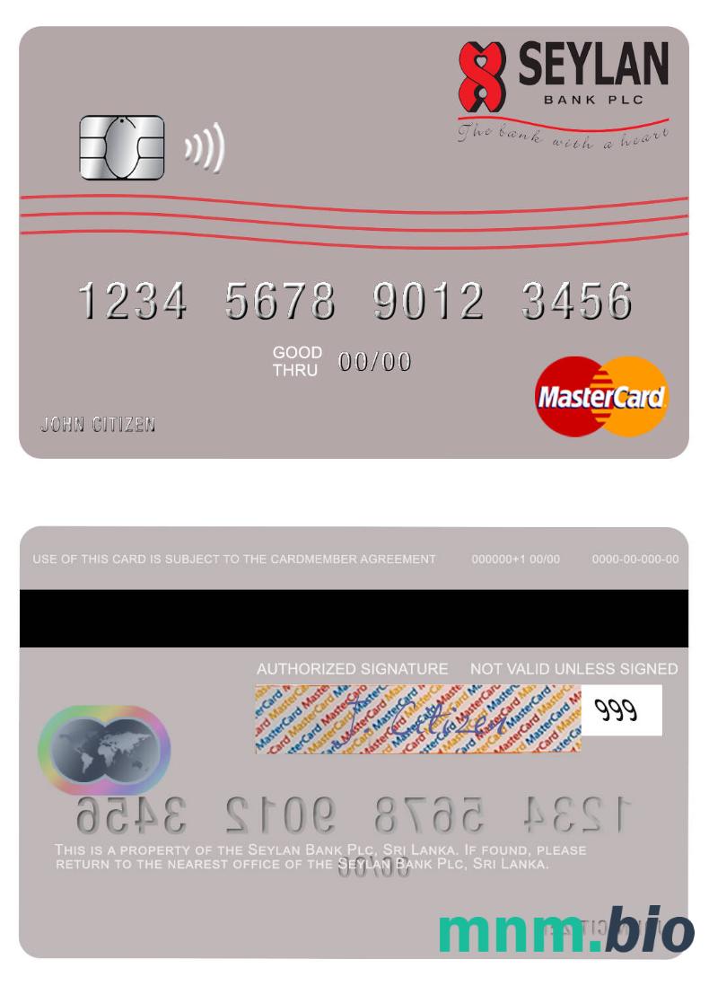 Sri Lanka Seylan Bank Plc przykład karty mastercard w formacie PSD